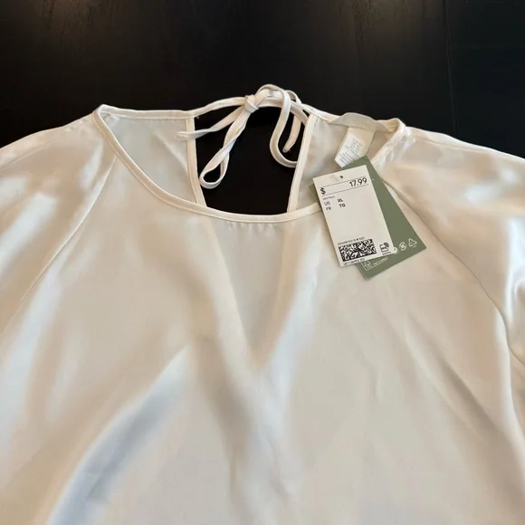 H&M Cream Crop Tie Back Blouse - Picture 3 of 12